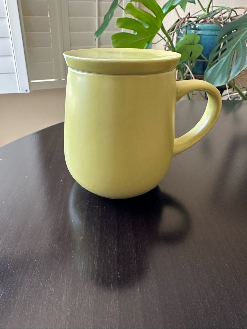 OHOM- Self heating MUG ONLY! Coffee Mug with lid in Light Green with handle.